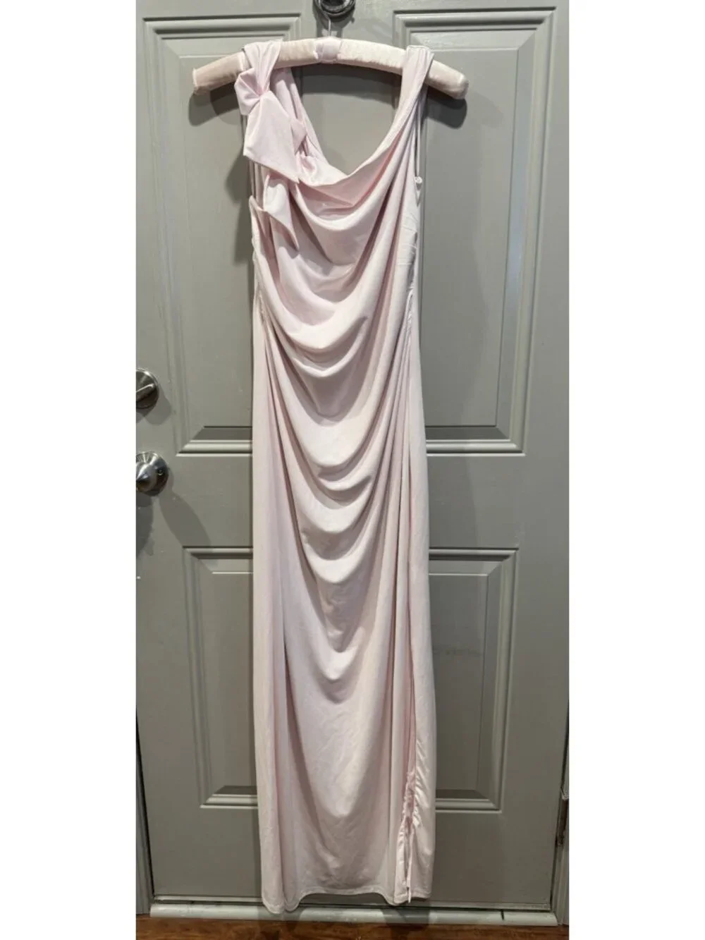 Wayf XL Ballet Pink One-Shoulder Long Formal Party Wedding Guest Gown NEW $128